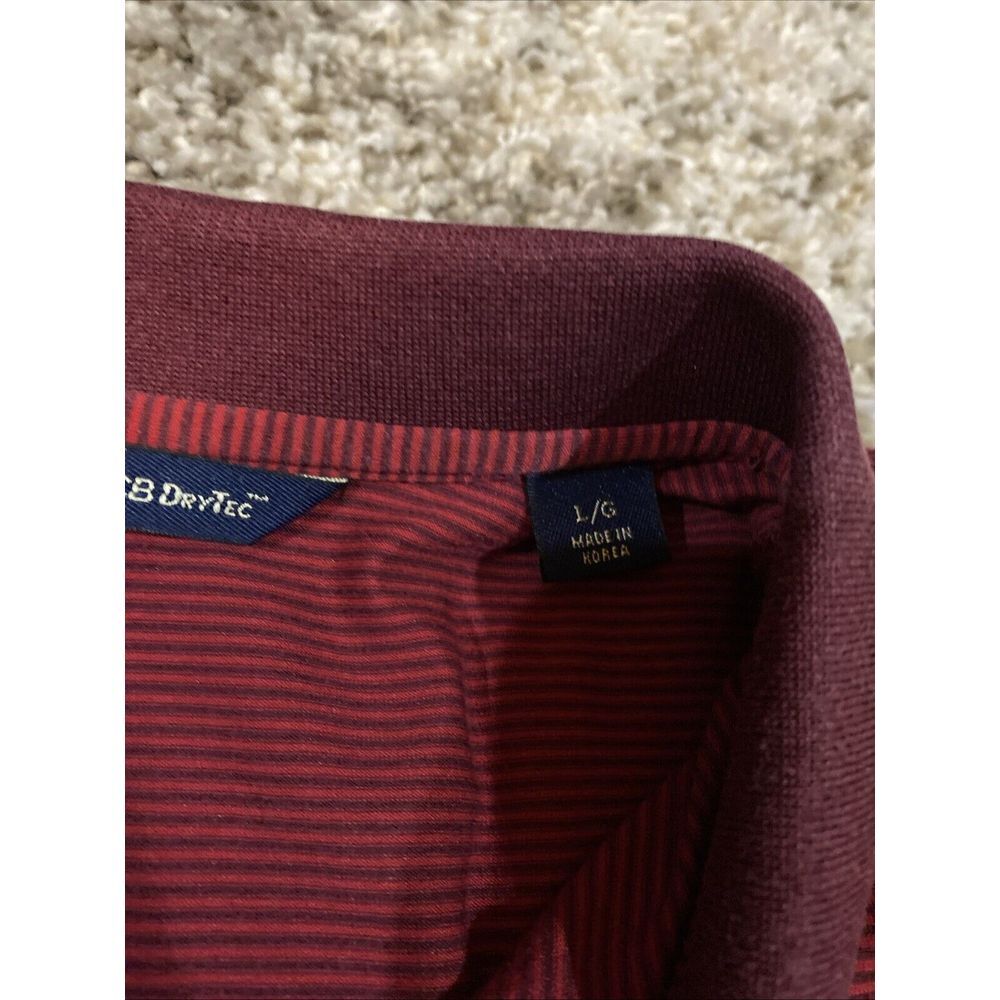 Cutter & Buck TPC Sawgrass Golf Polo Shirt Mens Large Burgundy Striped DryTec - Picture 4 of 5